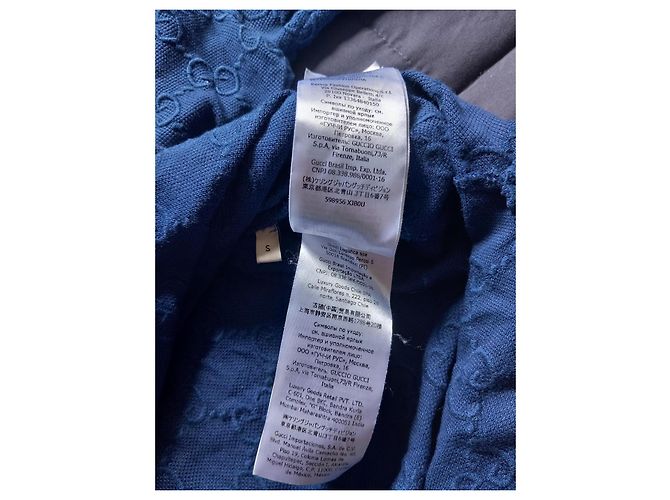 Polo Gucci in cotone blu con ricamo GG - vista 5