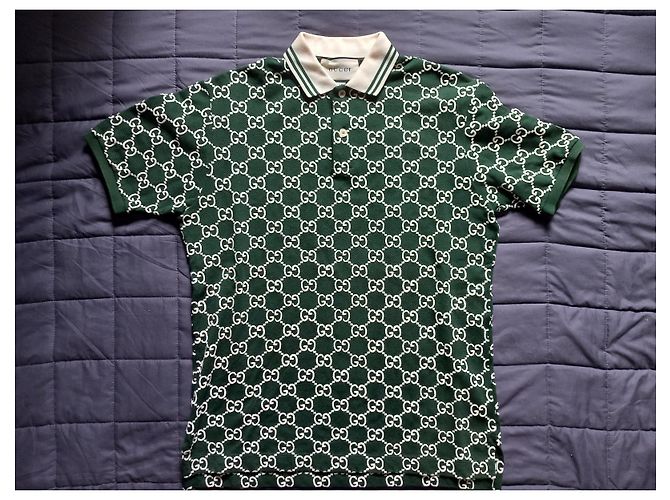 Polo Gucci de algodão verde com bordado GG - vista 2