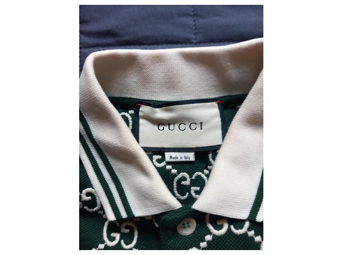 Polo Gucci de algodão verde com bordado GG - vista 3