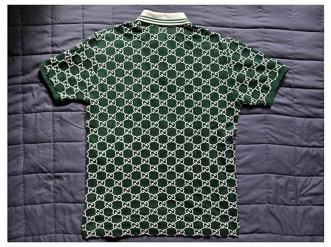 Polo Gucci de algodão verde com bordado GG - vista 5