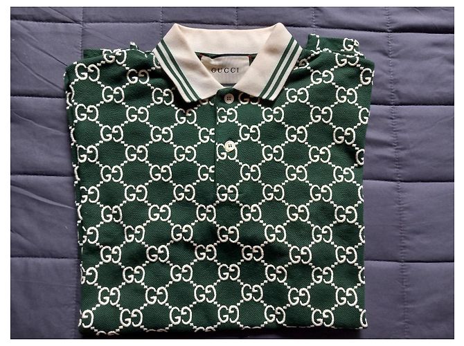 Polo Gucci de algodão verde com bordado GG - vista 6