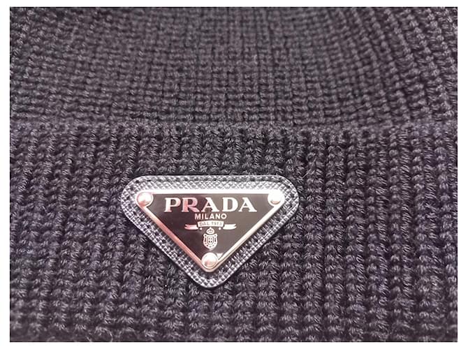 Berretto Prada Nero in Cashmere - vista 2