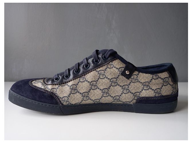Sneakers basse Gucci blu in suede e tela GG - vista 6