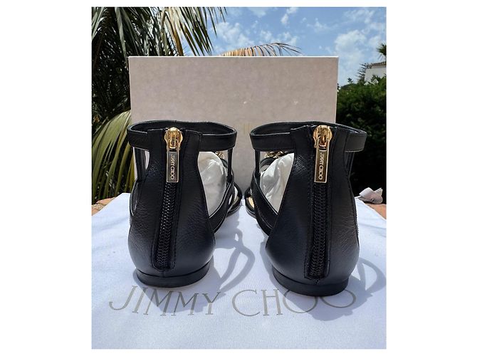 Sandali Jimmy Choo in pelle neri e strass dorati Nero - vista 4