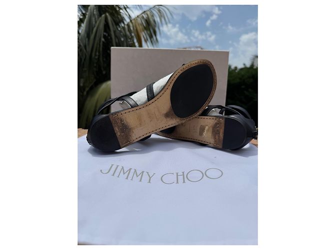 Sandali Jimmy Choo in pelle neri e strass dorati Nero - vista 6