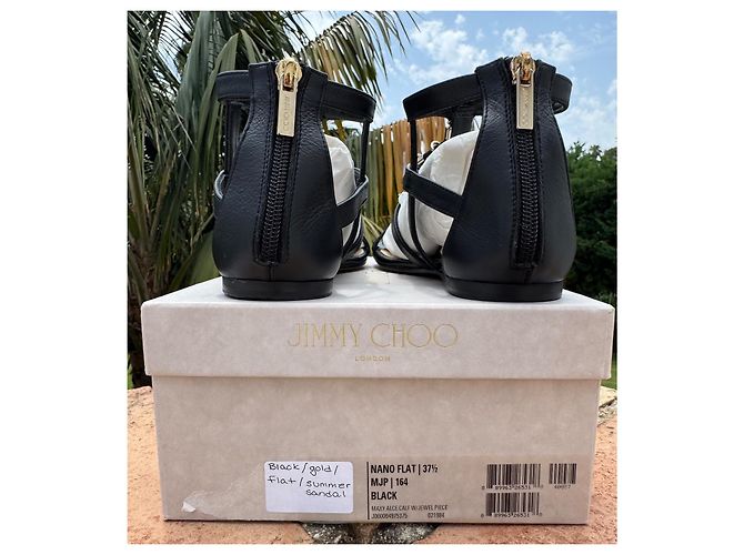 Sandali Jimmy Choo in pelle neri e strass dorati Nero - vista 8