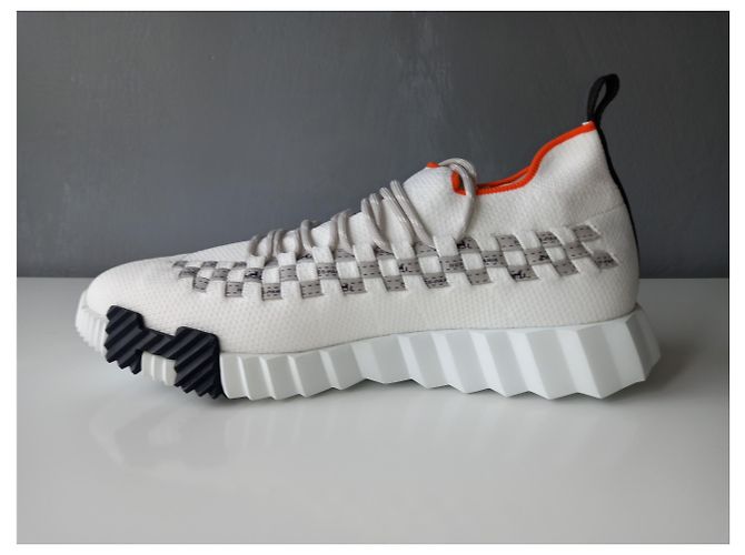 Sneaker slip-on Hermès in mesh bianche Bianco - vista 12