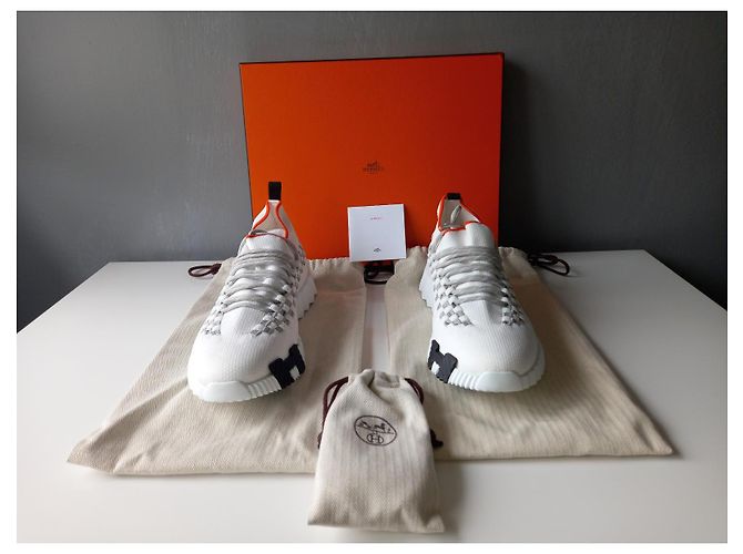 Sneaker slip-on Hermès in mesh bianche Bianco - vista 2