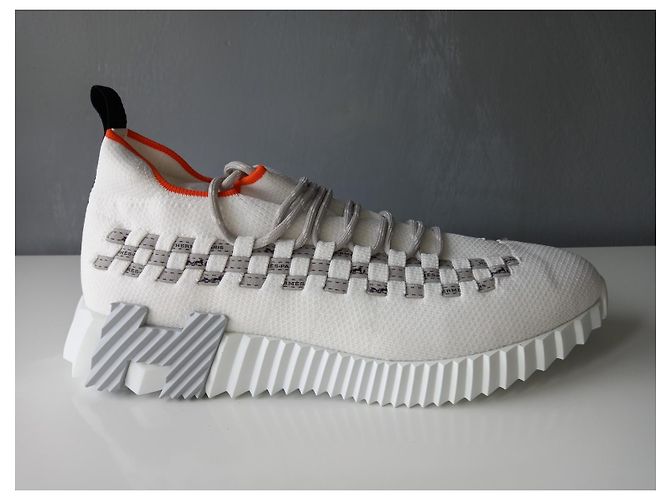 Sneaker slip-on Hermès in mesh bianche Bianco - vista 3