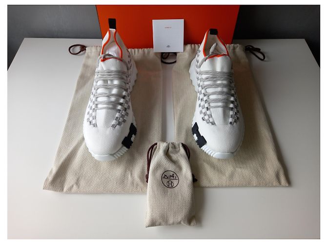 Sneaker slip-on Hermès in mesh bianche Bianco - vista 8