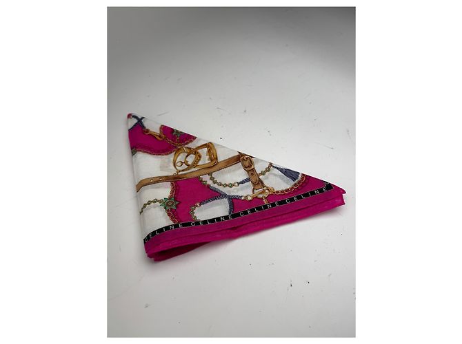 Céline Vintage Celine Schal rot und weiß Pink - Ansicht 10