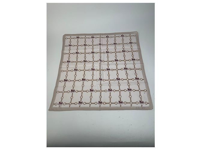 Céline Sciarpa vintage Celine Paris marrone beige Bianco - vista 10