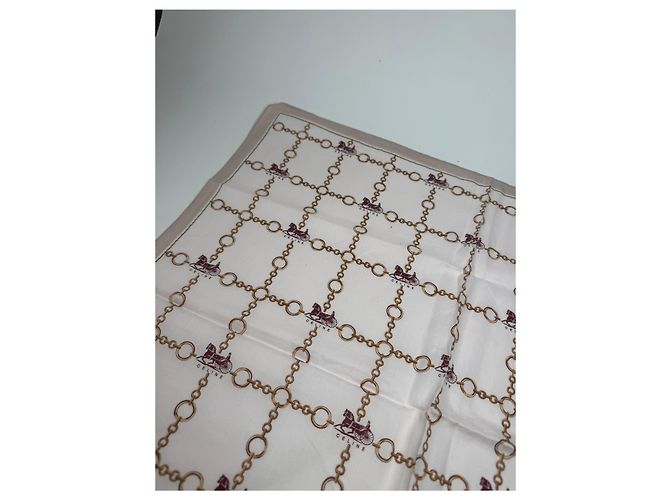 Céline Sciarpa vintage Celine Paris marrone beige Bianco - vista 5