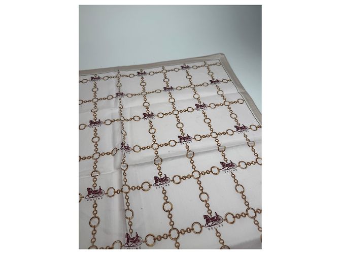 Céline Sciarpa vintage Celine Paris marrone beige Bianco - vista 7