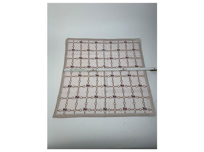Céline Sciarpa vintage Celine Paris marrone beige Bianco - vista 8