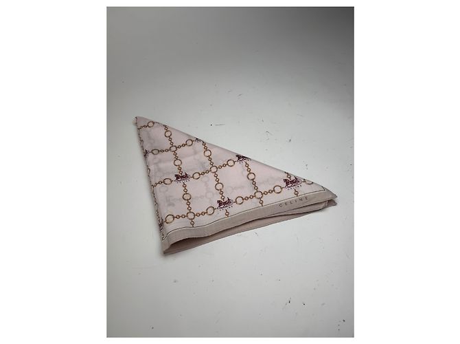 Céline Sciarpa vintage Celine Paris marrone beige Bianco - vista 9