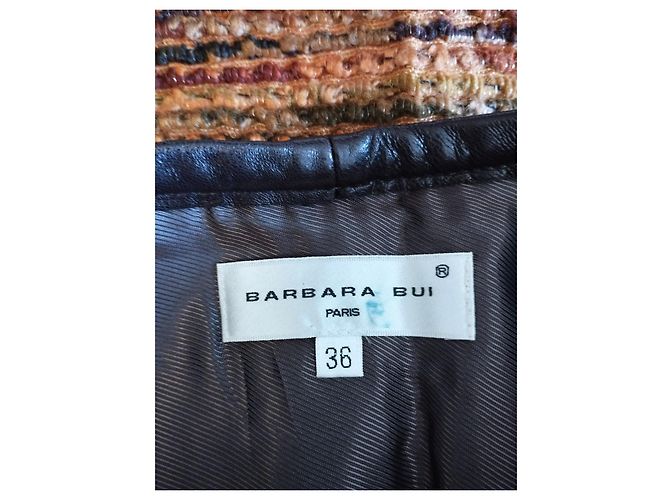 Barbara Bui Saia lápis de lã e couro Castanha - vista 7