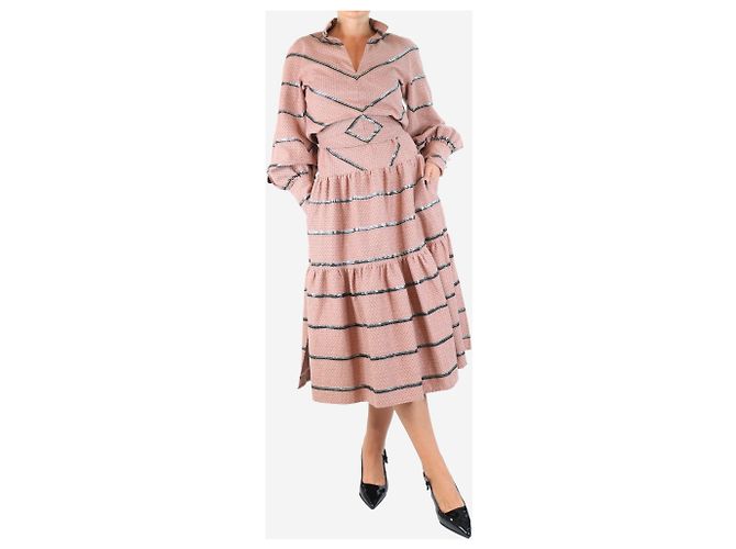 Autre Marque Vestido midi rosa con rayas lurex - tamaño - vista 3