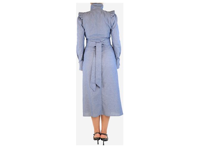 Autre Marque Blaues Midikleid mit Rüschensäumen - Größe - Ansicht 2