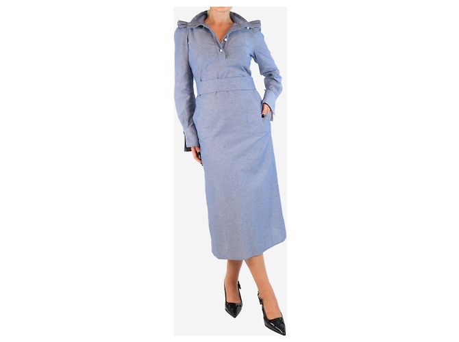 Autre Marque Blaues Midikleid mit Rüschensäumen - Größe - Ansicht 3