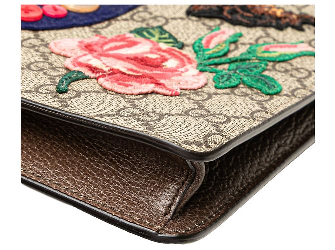 Clutch Farfalla Gucci Brown GG Supreme Web Marrone Beige - vista 11