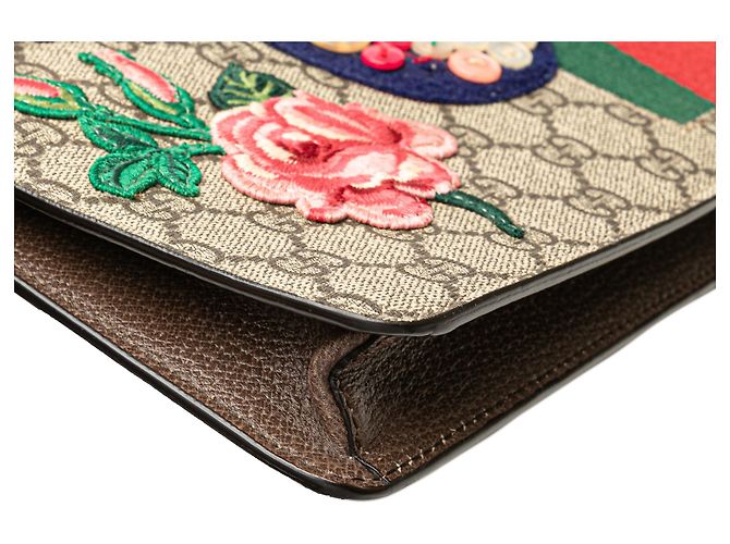 Clutch Farfalla Gucci Brown GG Supreme Web Marrone Beige - vista 12