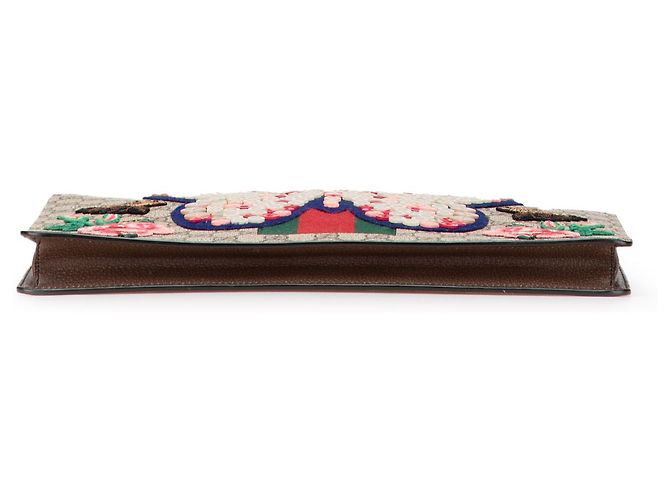 Clutch Farfalla Gucci Brown GG Supreme Web Marrone Beige - vista 3