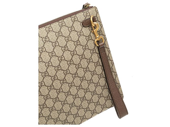 Clutch Farfalla Gucci Brown GG Supreme Web Marrone Beige - vista 9