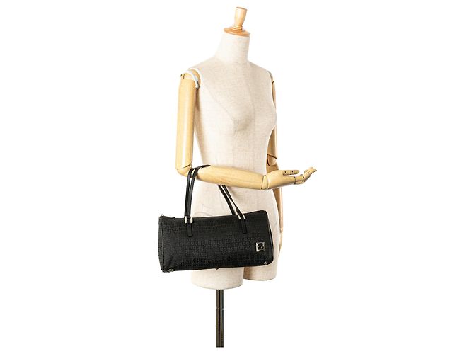 Borsa a mano Fendi Black Micro Zucchino in tela Nero - vista 10