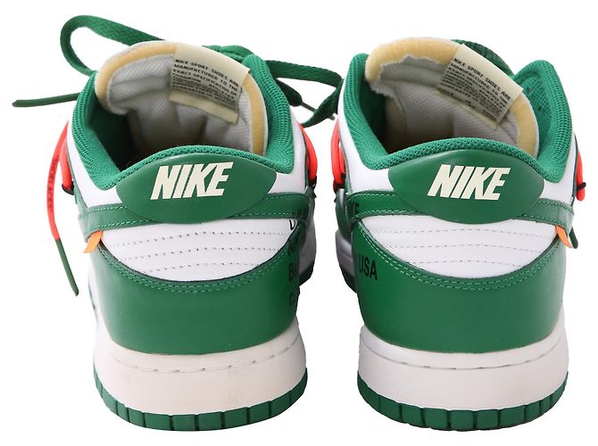 Baskets Nike x Off-White Dunk Low en cuir vert pin - vue 3
