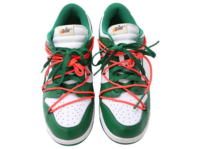 Baskets Nike x Off-White Dunk Low en cuir vert pin - vue 5