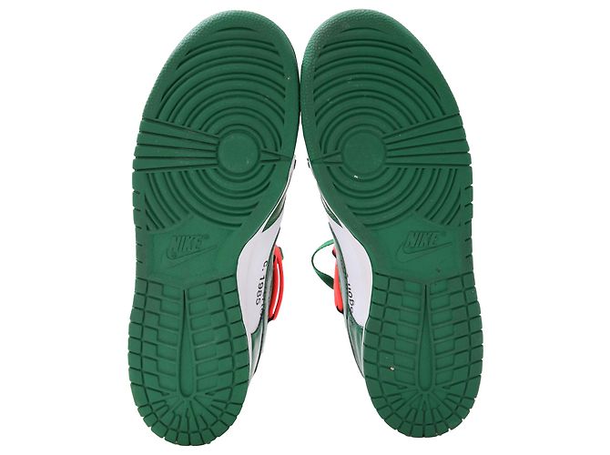Baskets Nike x Off-White Dunk Low en cuir vert pin - vue 6