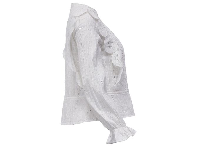 Top de encaje victoriano Maje Laviane en algodón blanco Crudo - vista 2