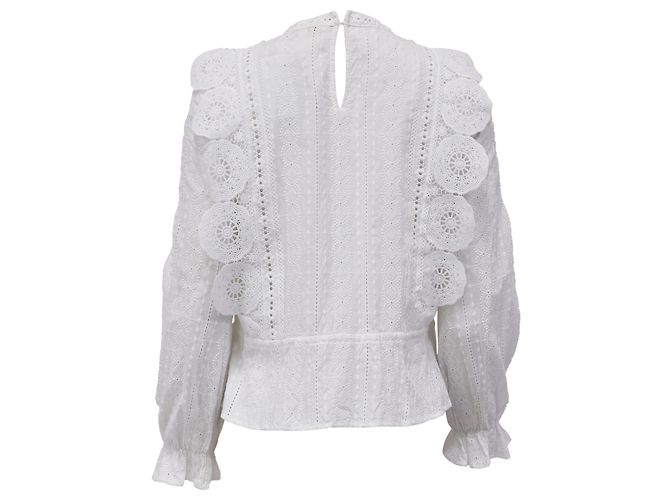 Top de encaje victoriano Maje Laviane en algodón blanco Crudo - vista 3