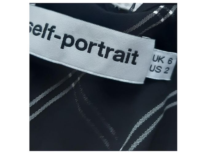 Self portrait Midi-Kleid aus schwarzem Polyester mit Selbstporträt-Prüfpanel - Ansicht 3