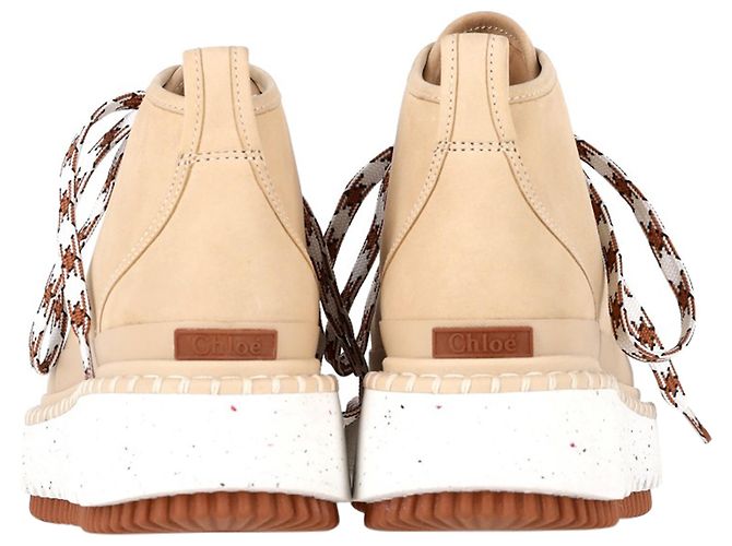 Stivaletti con piattaforma in nubuck Chloé Lilli in pelle di pecora beige - vista 5