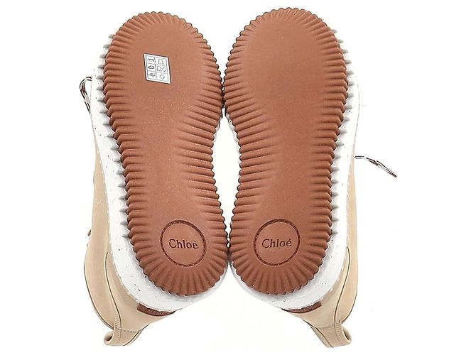 Stivaletti con piattaforma in nubuck Chloé Lilli in pelle di pecora beige - vista 6