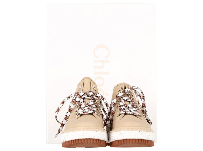 Stivaletti con piattaforma in nubuck Chloé Lilli in pelle di pecora beige - vista 7