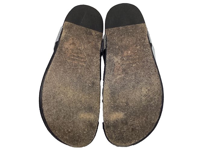 Isabel Marant Ankle Strap Flat Sandals in Metallic Silver Leather Silvery - view 7