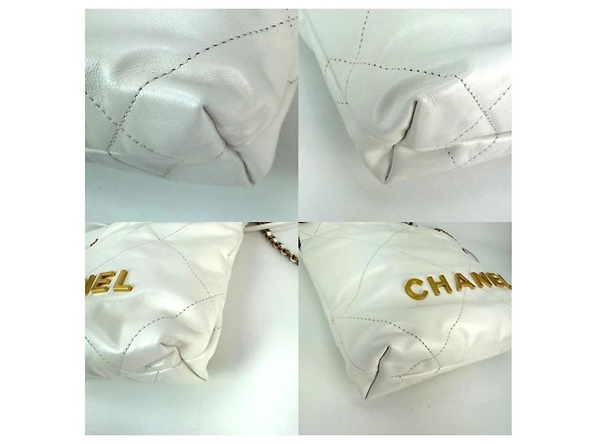 Bolsa transversal Chanel 22 Mini em couro de bezerro brilhante acolchoado branco - vista 5