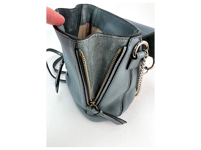 Chloé Zaino Mini Faye in suede e pelle blu Chloe - vista 10