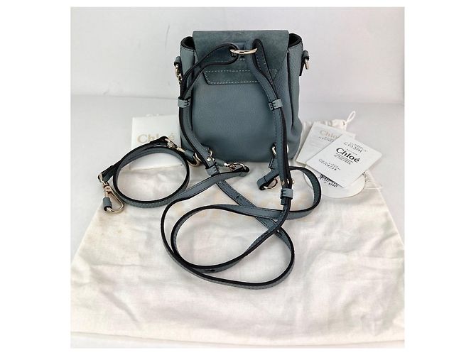 Chloé Zaino Mini Faye in suede e pelle blu Chloe - vista 2