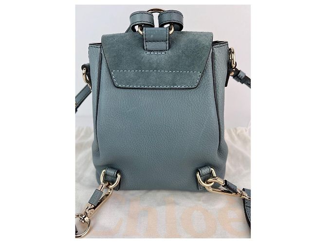Chloé Zaino Mini Faye in suede e pelle blu Chloe - vista 3
