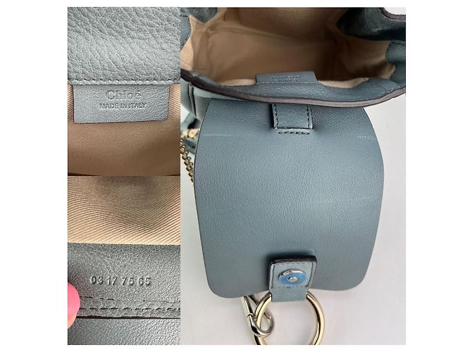 Chloé Zaino Mini Faye in suede e pelle blu Chloe - vista 4