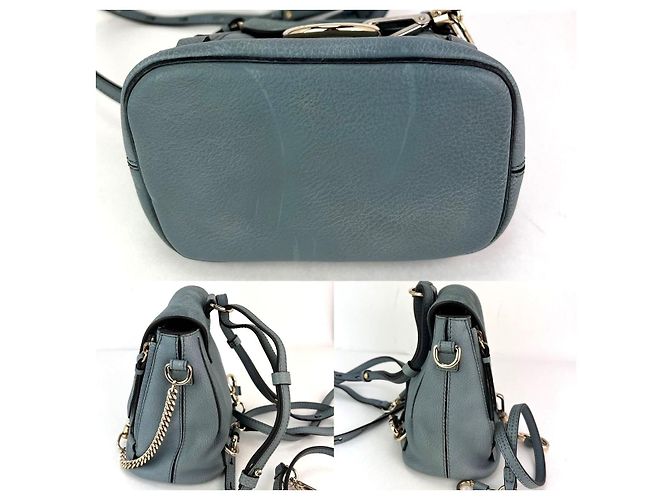 Chloé Zaino Mini Faye in suede e pelle blu Chloe - vista 5