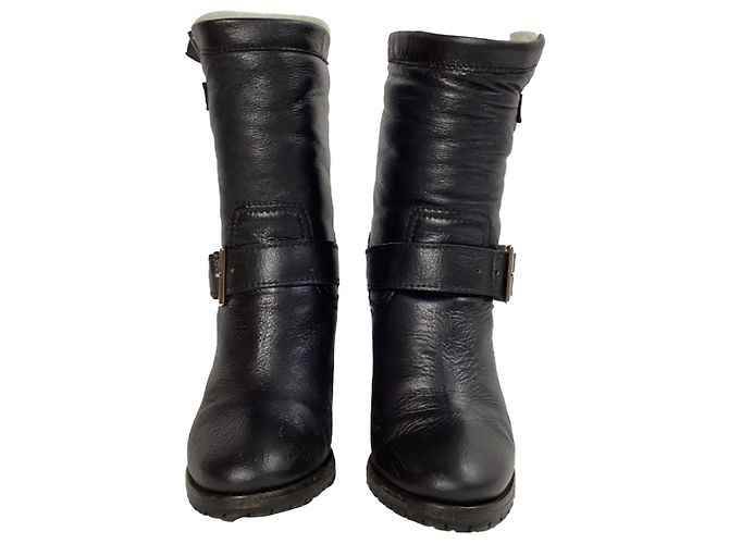 Stivali da biker Dart foderati in shear in pelle nera di Jimmy Choo Nero - vista 2