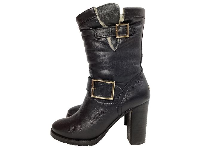 Stivali da biker Dart foderati in shear in pelle nera di Jimmy Choo Nero - vista 3