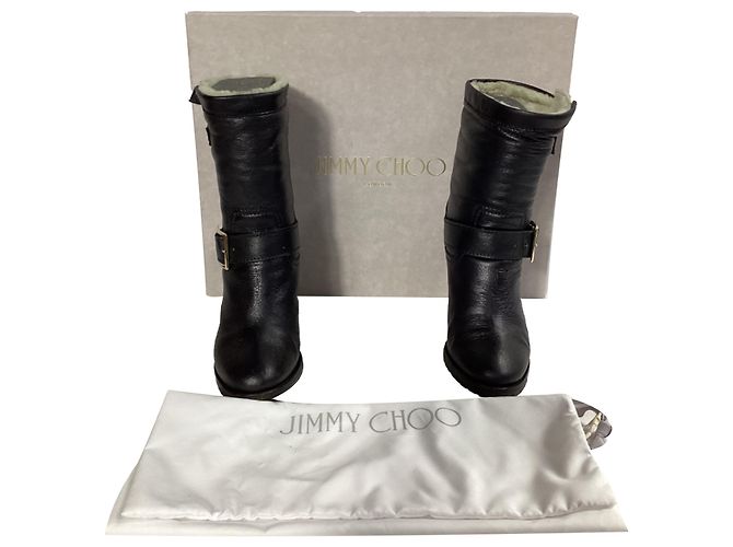 Stivali da biker Dart foderati in shear in pelle nera di Jimmy Choo Nero - vista 8