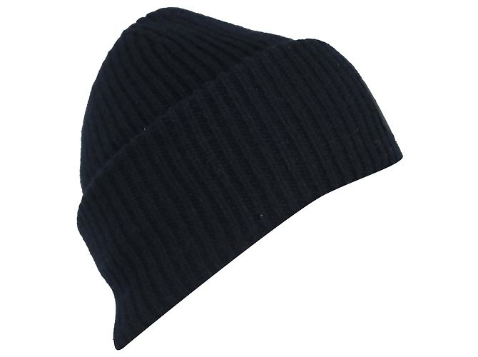 Beanie in maglia a coste nera con patch Acne Studios - vista 2