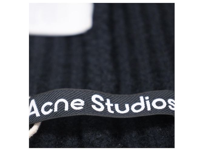 Beanie in maglia a coste nera con patch Acne Studios - vista 4